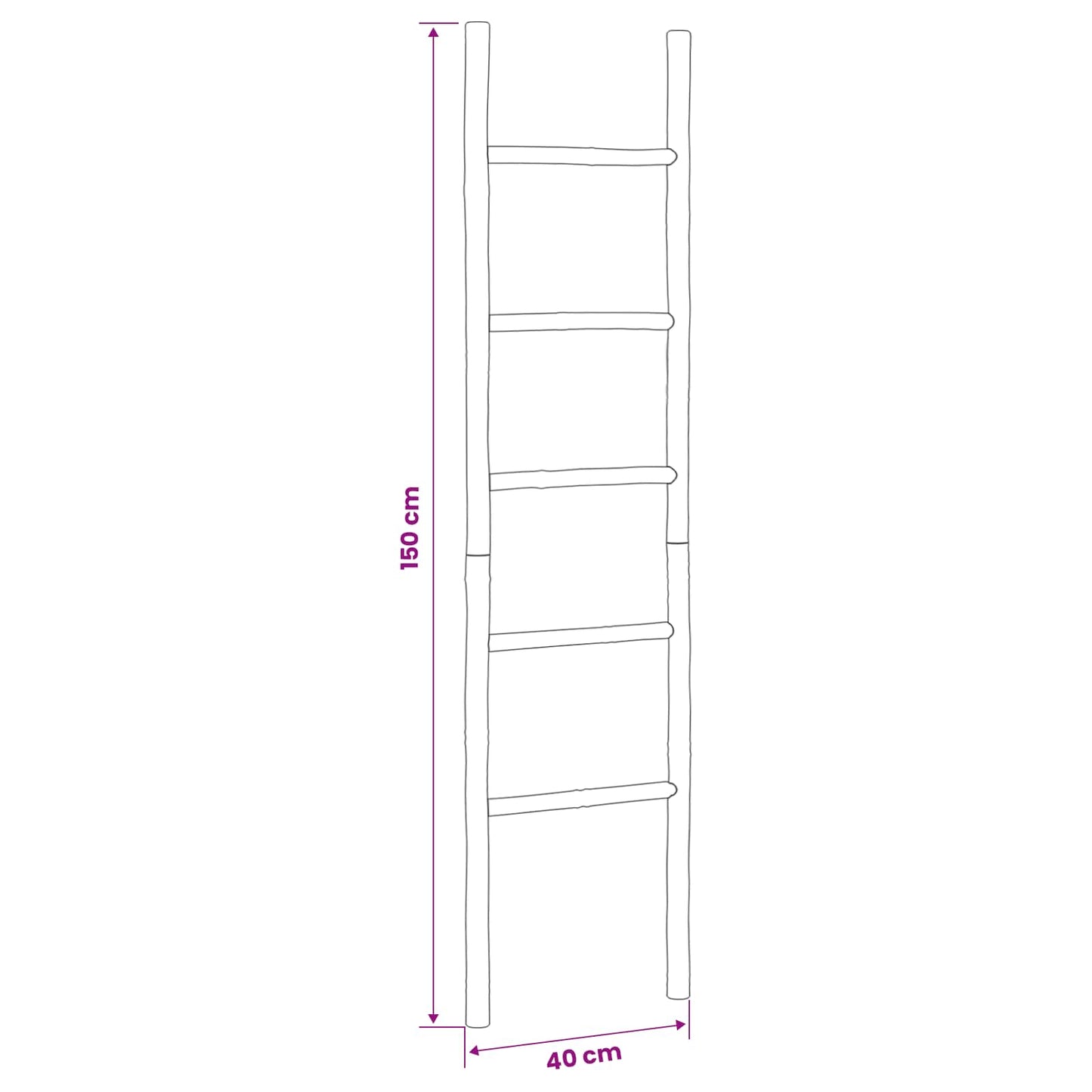 vidaXL Blanket Ladder Black 40 x 150 cm Bamboo