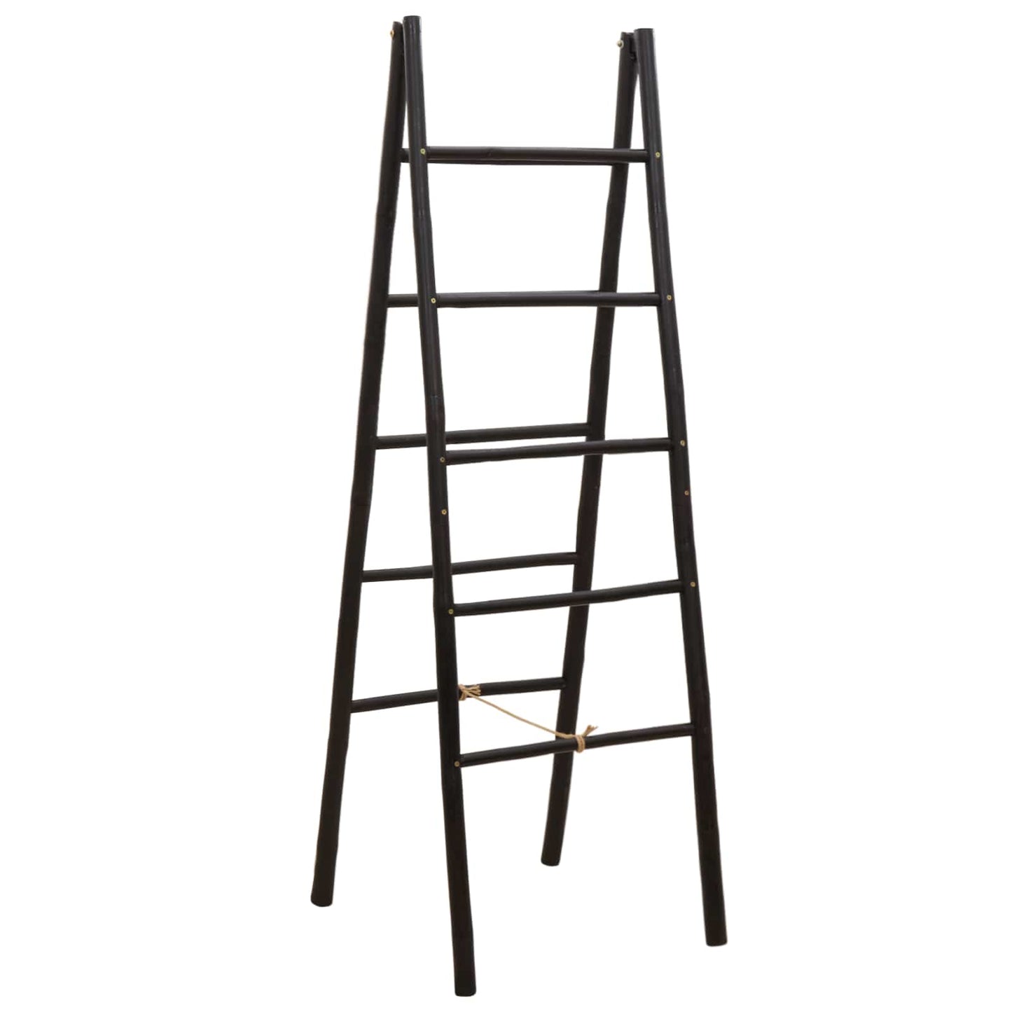 vidaXL Double-Sided Blanket Ladder Black 50 x 50 x 159 cm Bamboo