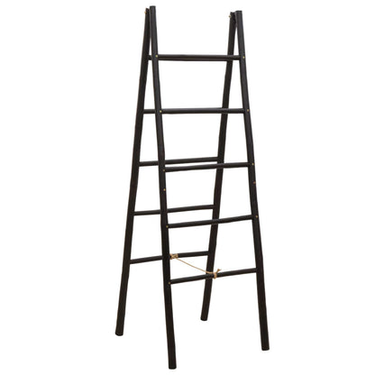 vidaXL Double-Sided Blanket Ladder Black 50 x 50 x 159 cm Bamboo