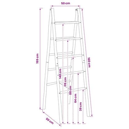 vidaXL Double-Sided Blanket Ladder Black 50 x 50 x 159 cm Bamboo