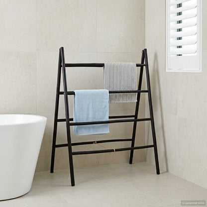 vidaXL Double-Sided Blanket Ladder Black 90 x 50 x 100 cm Bamboo