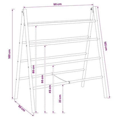 vidaXL Double-Sided Blanket Ladder Black 90 x 50 x 100 cm Bamboo