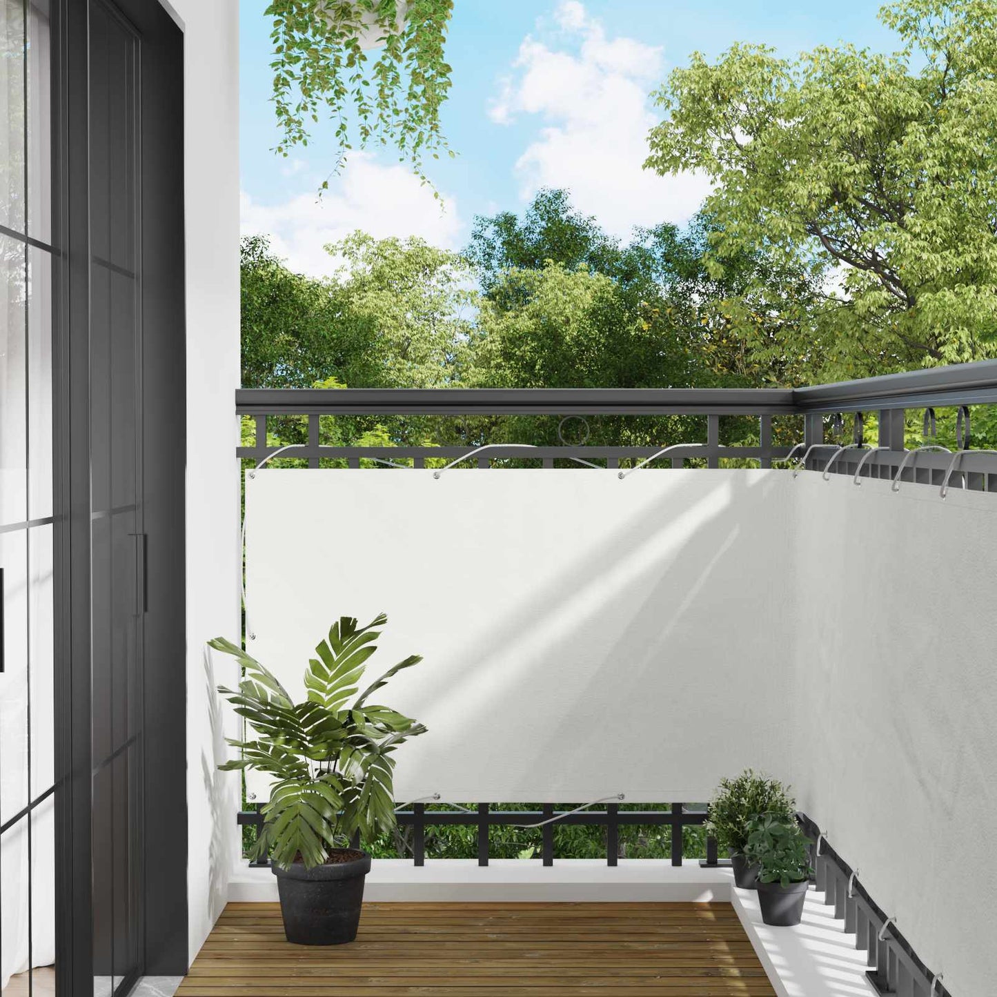 vidaXL Balcony Screen 90 x 200 cm PU coated oxford alu