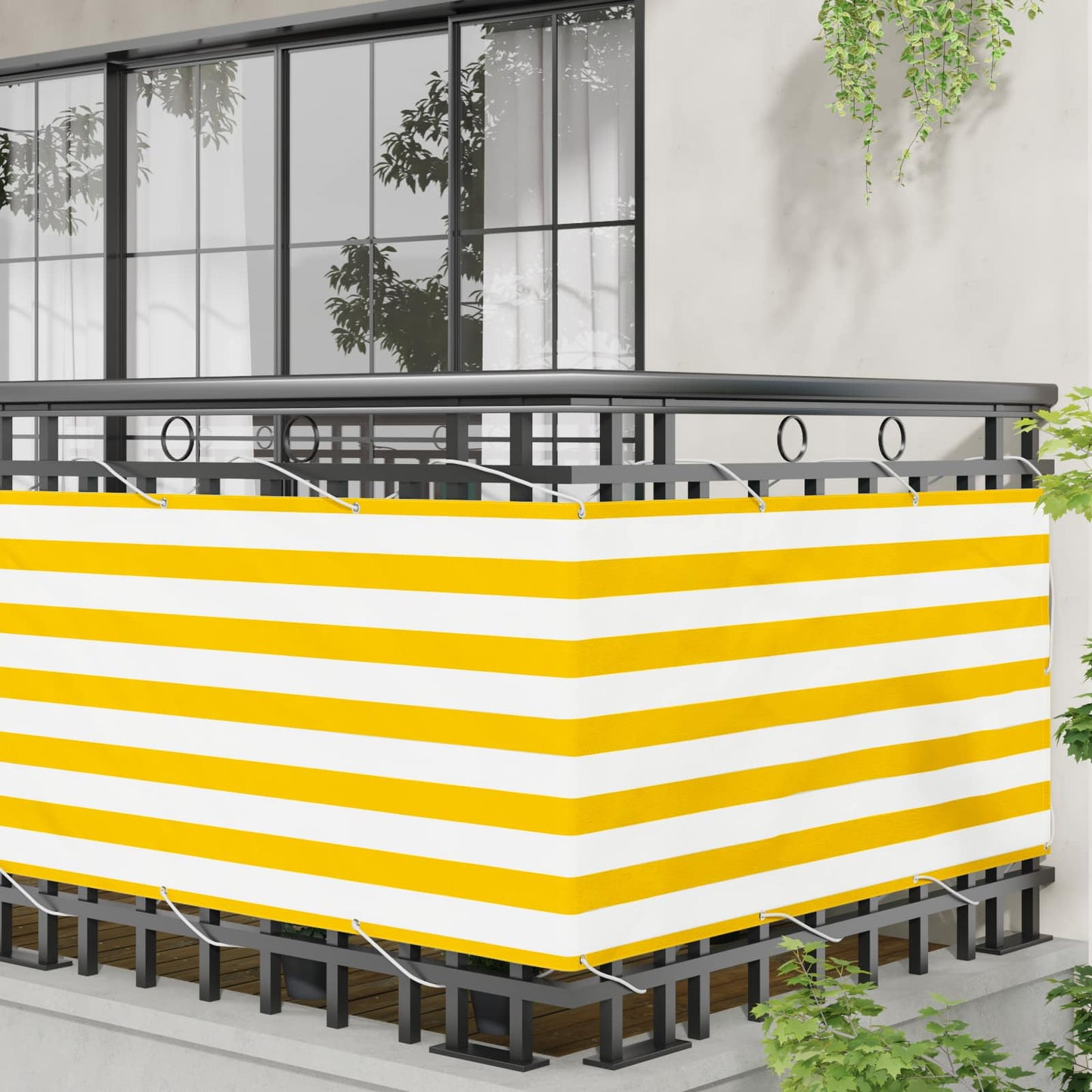 vidaXL Balcony Screen Yellow and White 75 x 200 cm