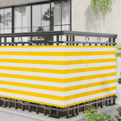 vidaXL Balcony Screen Yellow and White 100 x 400 cm Oxford Fabric