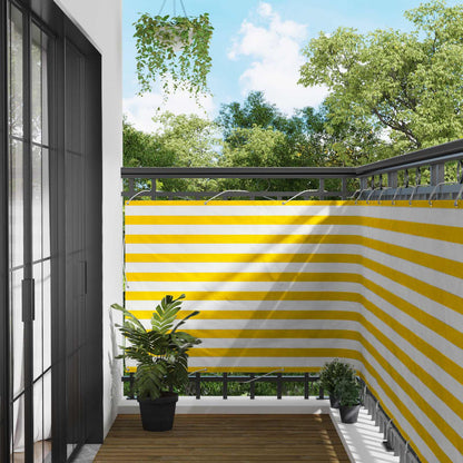 vidaXL Balcony Screen Yellow and White 110 x 200 cm Oxford Fabric