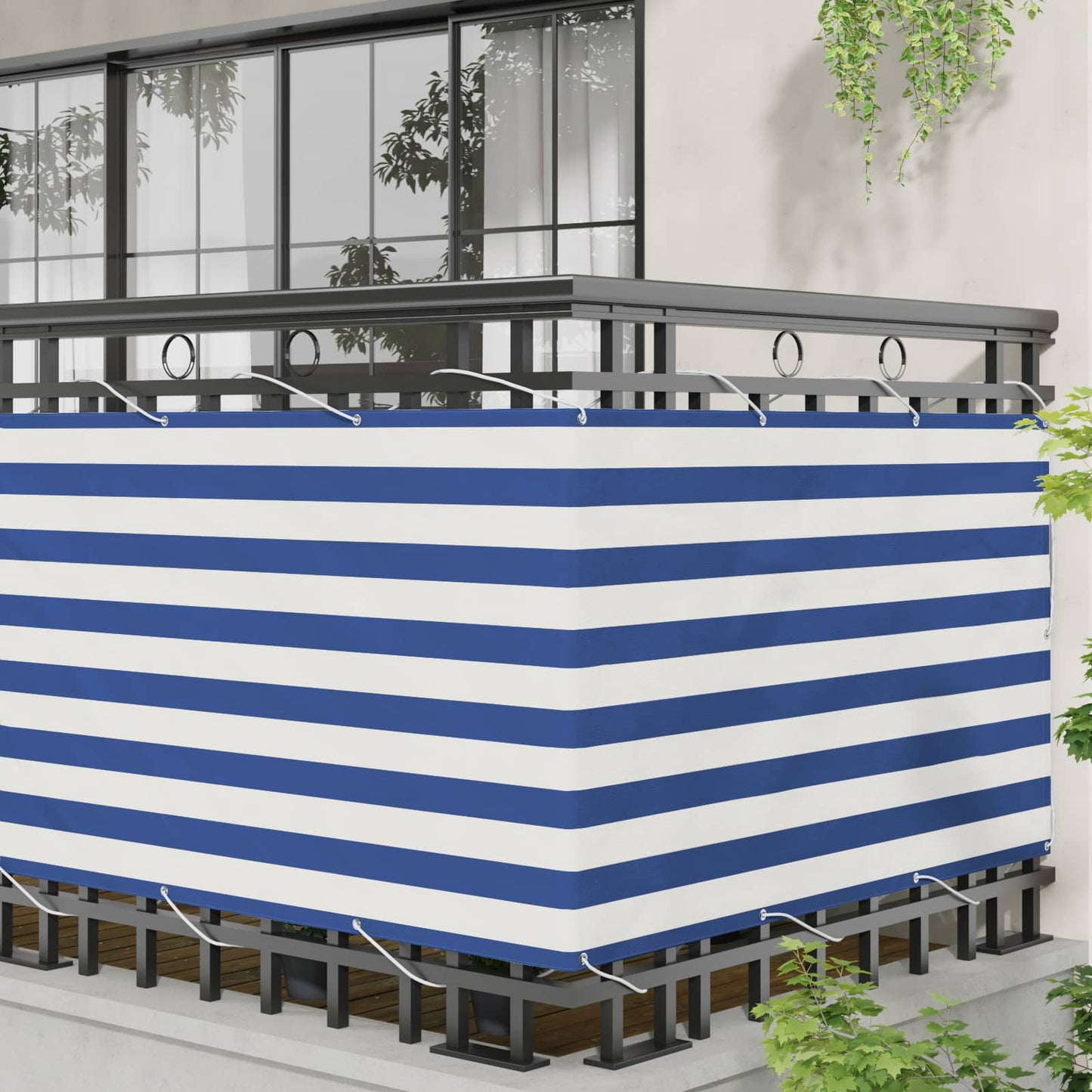 vidaXL Balcony Screen Blue and White 100 x 300 cm Oxford Fabric