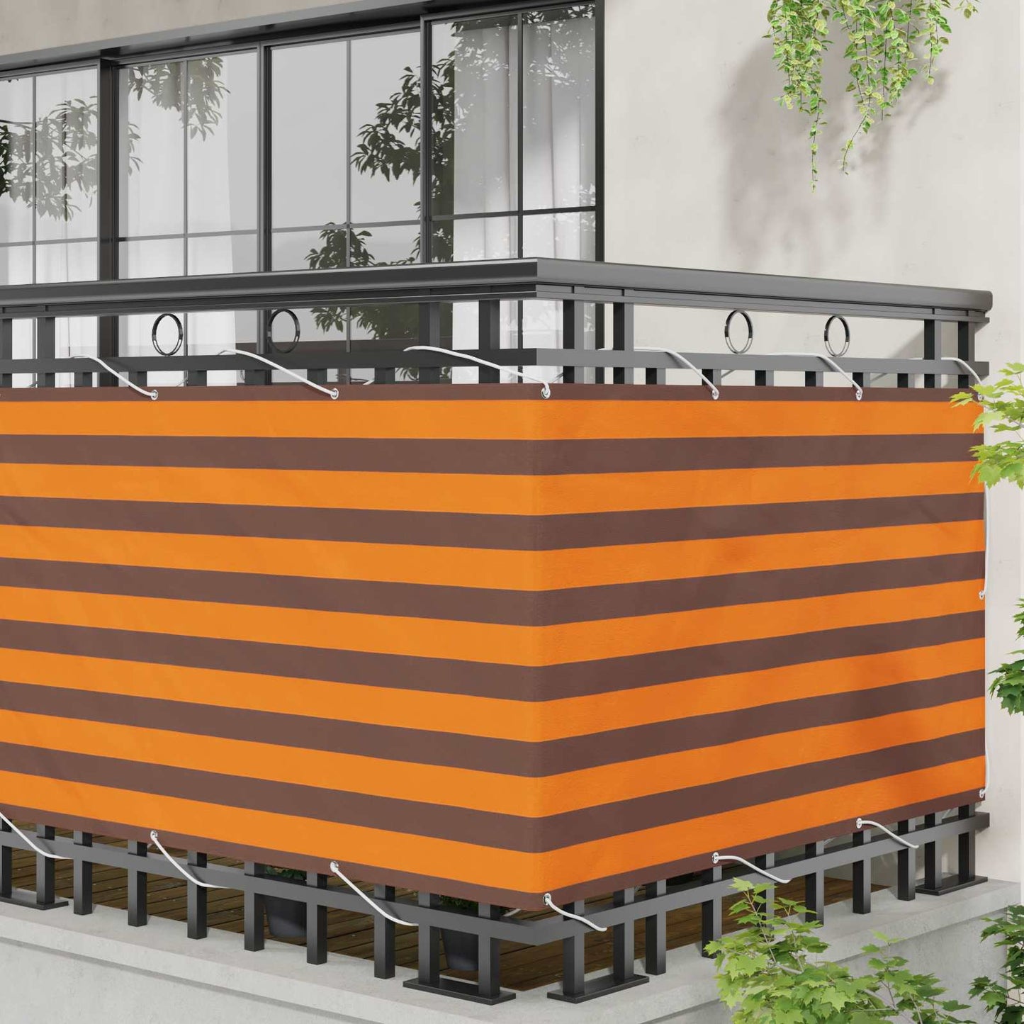 vidaXL Balcony Screen Orange and Brown 100 x 200 cm Oxford Fabric