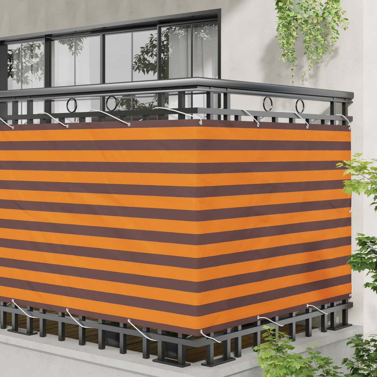 vidaXL Balcony Screen Orange and Brown 110 x 200 cm Oxford Fabric