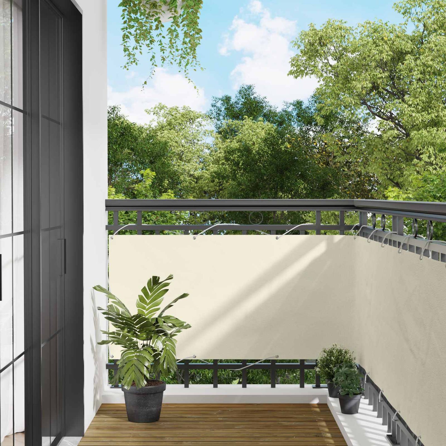 vidaXL Balcony Screen Cream 75 x 200 cm Oxford Fabric