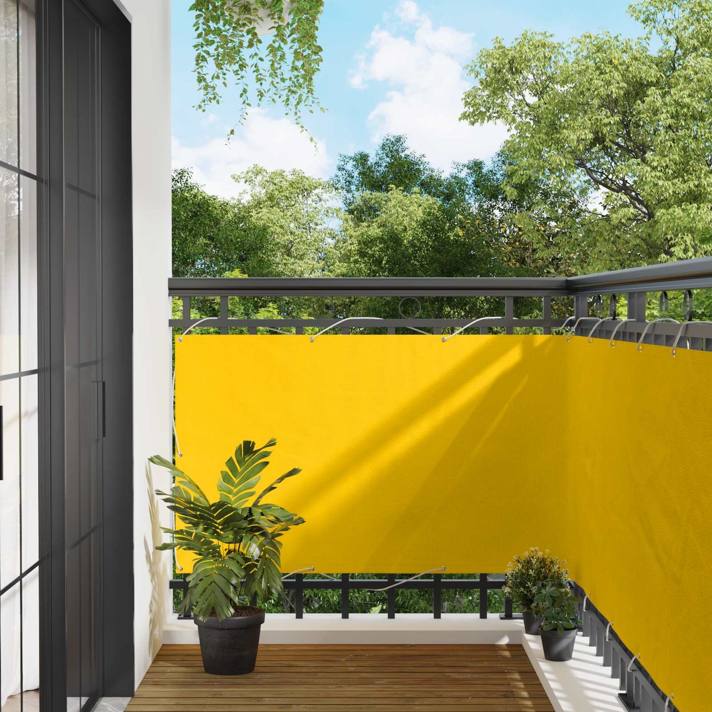 vidaXL Balcony Screen Yellow 100 x 200 cm Oxford Fabric