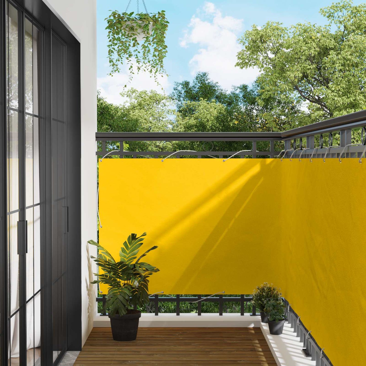 vidaXL Balcony Screen Yellow 110 x 200 cm Oxford Fabric
