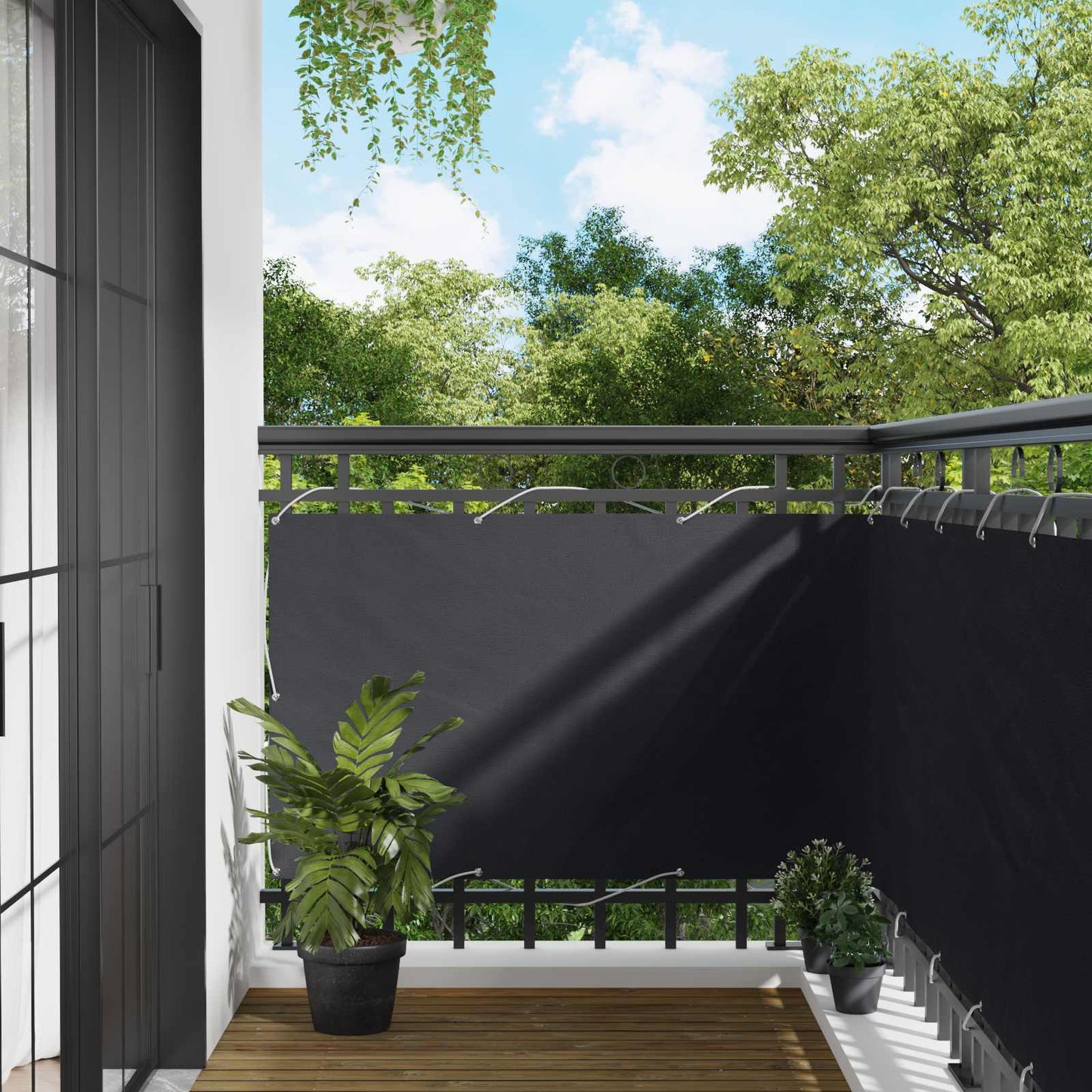 vidaXL Balcony Screen Black 100 x 400 cm Oxford Fabric