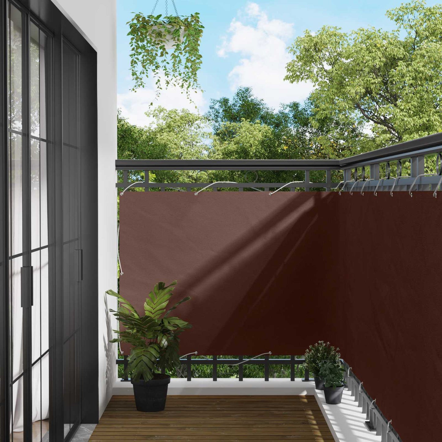 vidaXL Balcony Screen Brown 110 x 500 cm Oxford Fabric