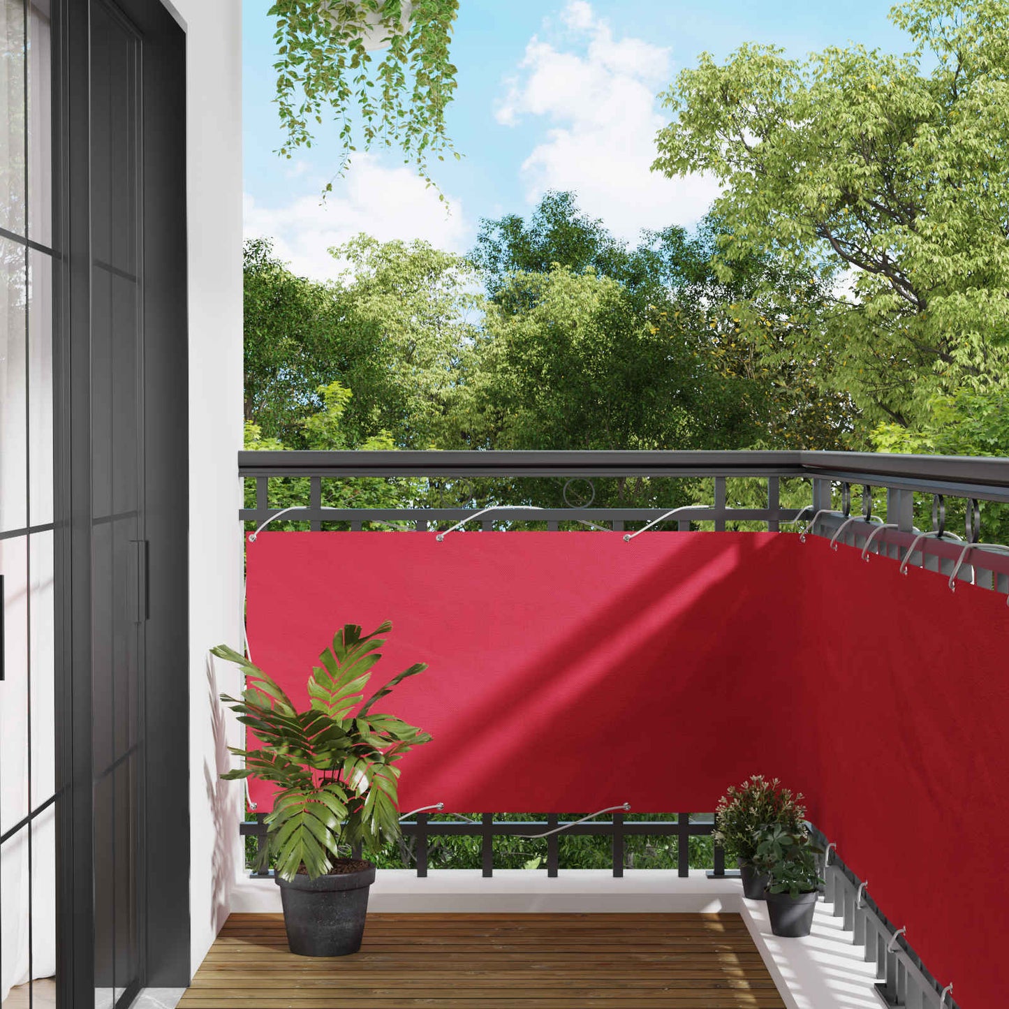 vidaXL Balcony Screen Burgundy 75 x 800 cm PU coated oxford alu
