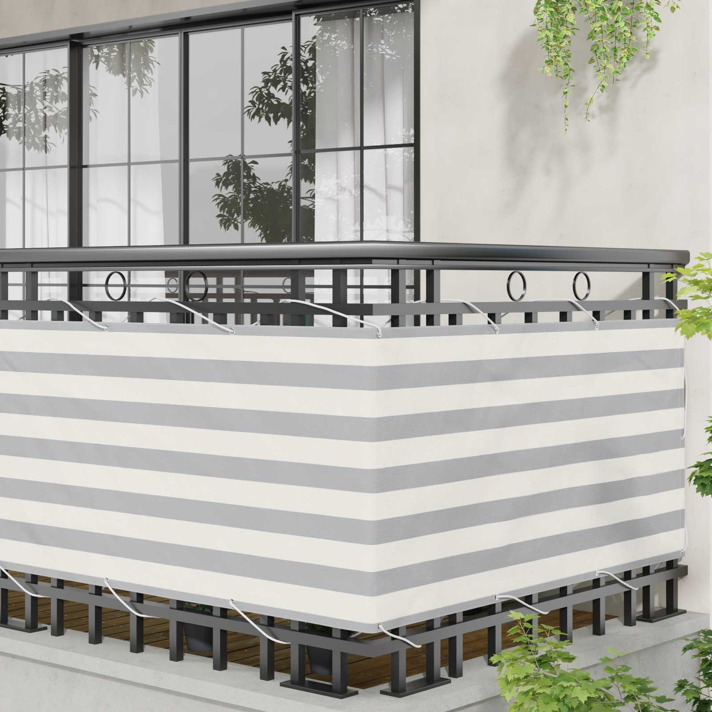 vidaXL Balcony Screen Light Grey and White 75 x 200 cm