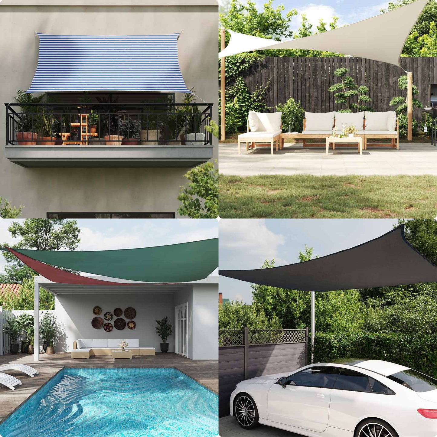 vidaXL Sun Shade Sail Blue and White 5 x 5 m 100% Polyester Oxford