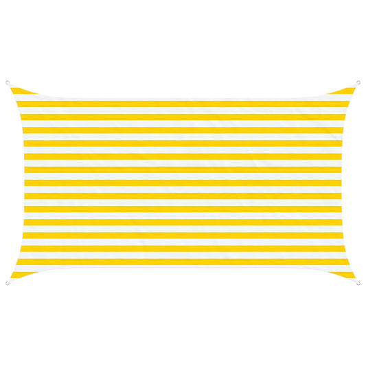 vidaXL Sun Shade Sail Yellow and White 3.5 x 2 m 100% Polyester Oxford