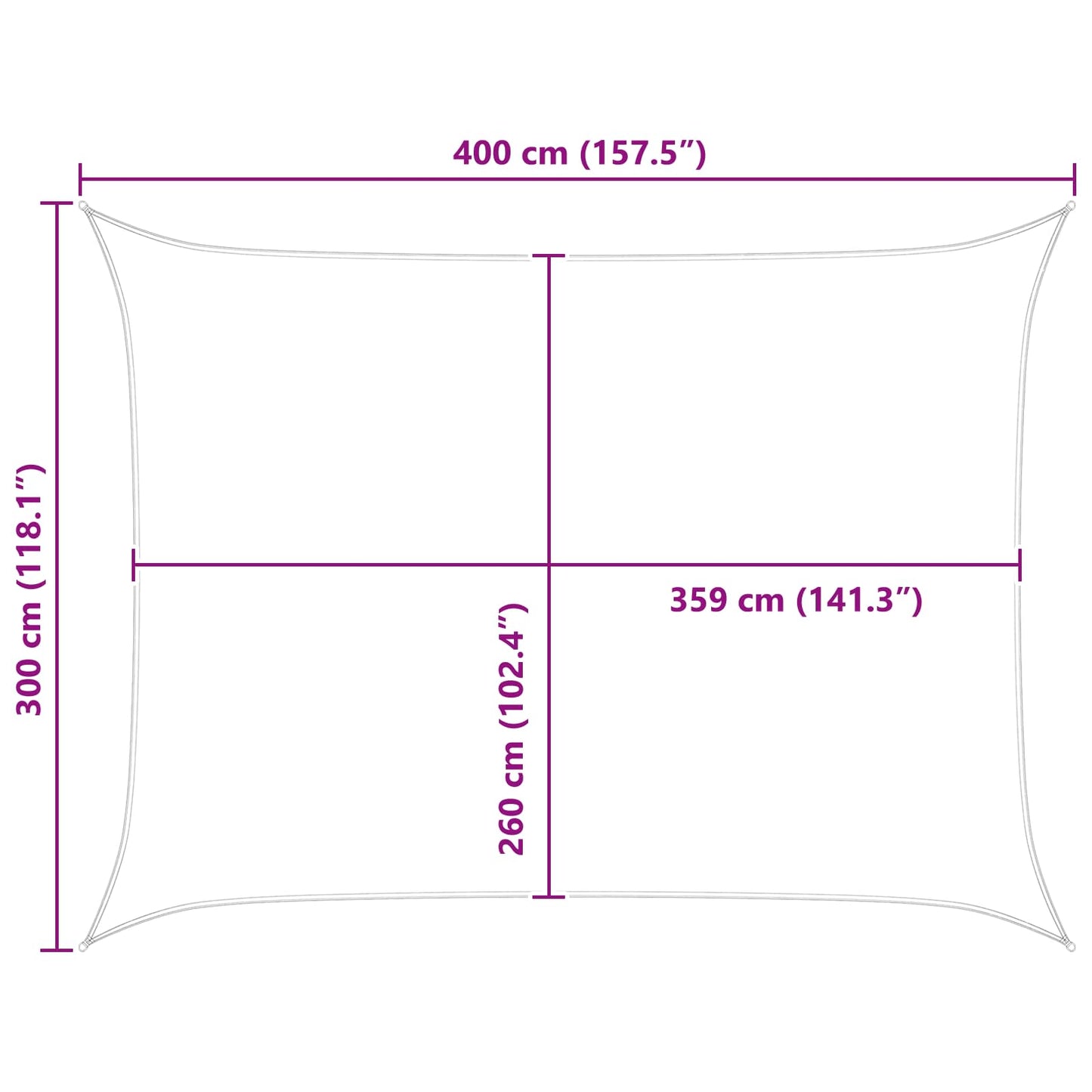 vidaXL Sun Shade Sail Yellow and White 4 x 3 m 100% Polyester Oxford