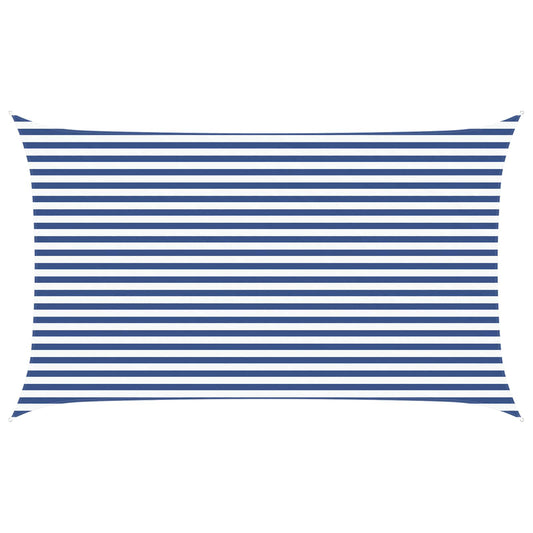 vidaXL Sun Shade Sail Blue and White 5 x 3 m 100% Polyester Oxford