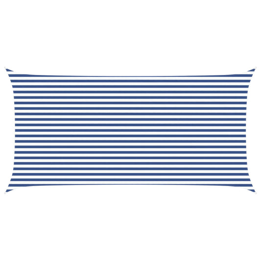 vidaXL Sun Shade Sail Blue and White 6 x 3 m 100% Polyester Oxford