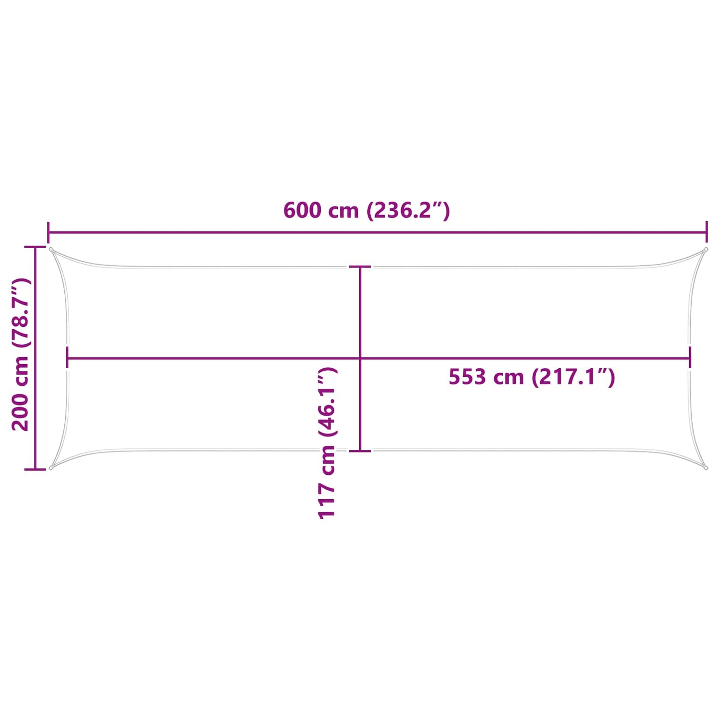 vidaXL Sun Shade Sail Light Grey and White 6 x 2 m
