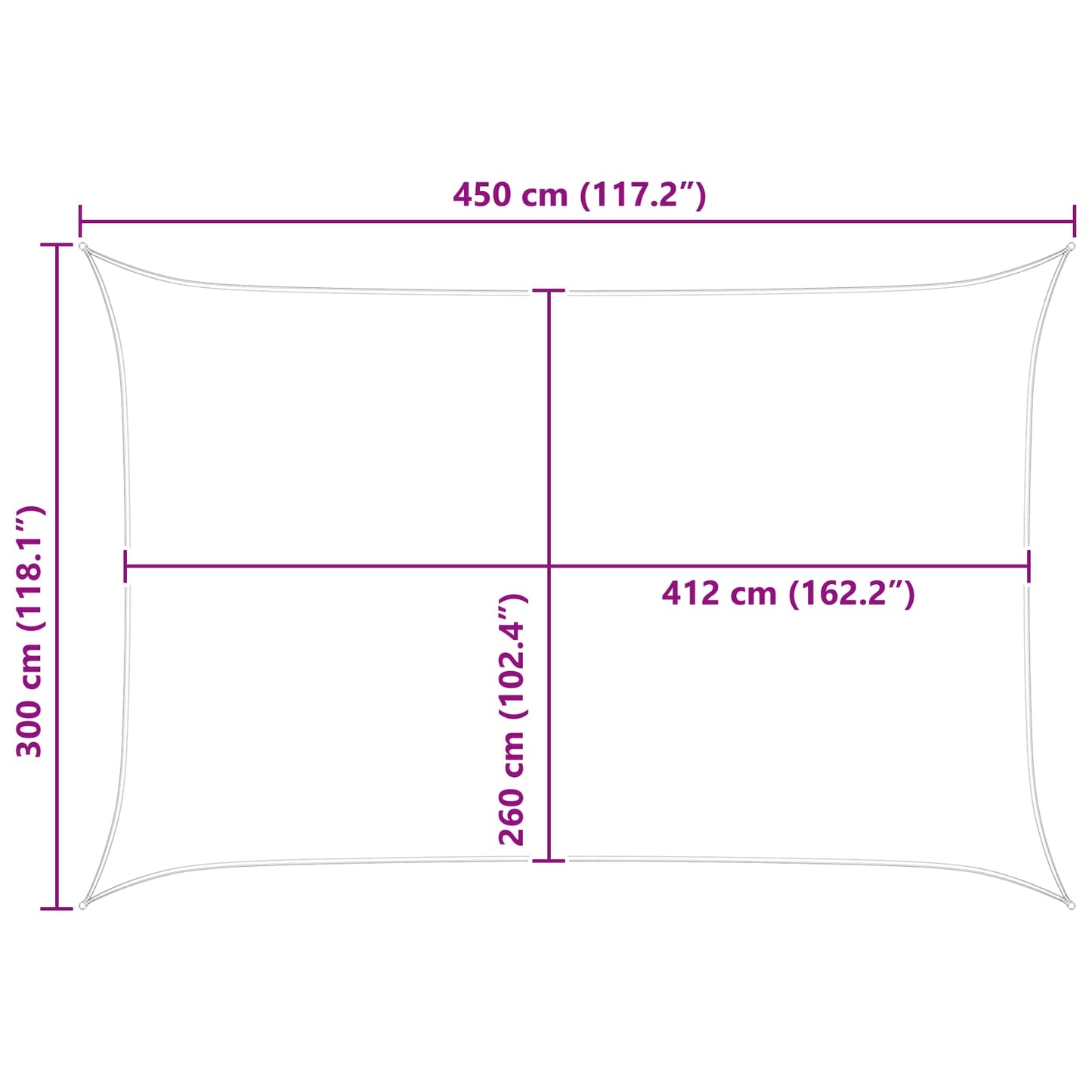 vidaXL Sun Shade Sail Light Grey and White 4.5 x 3 m