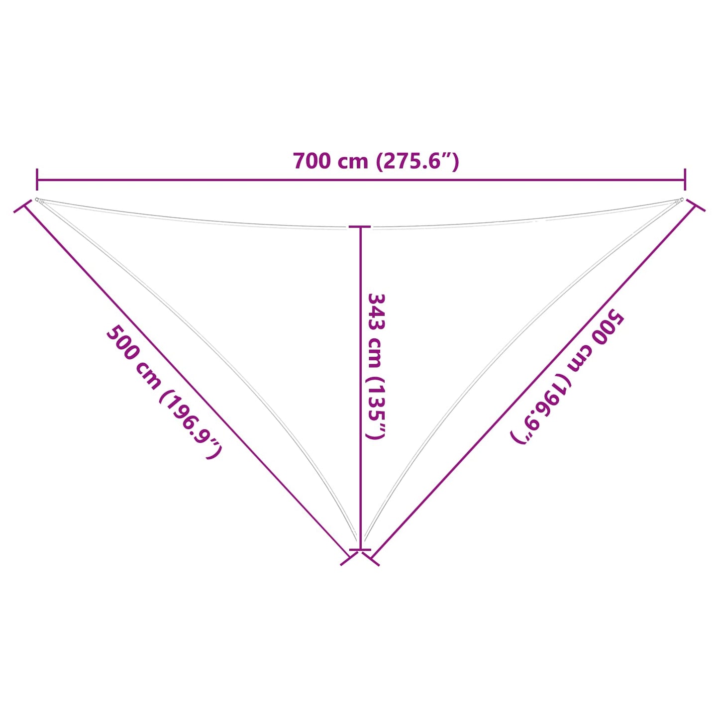 vidaXL Sun Shade Sail Blue and White 7 x 5 x 5 m 100% Polyester Oxford
