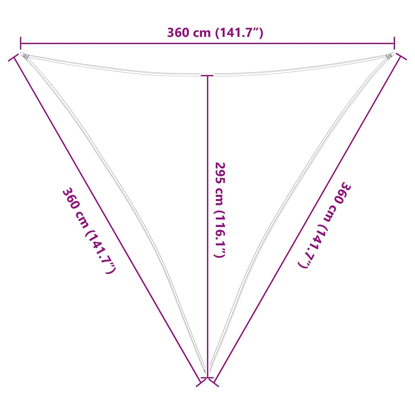 vidaXL Sun Shade Sail Light Grey and White 3.6 x 3.6 x 3.6 m