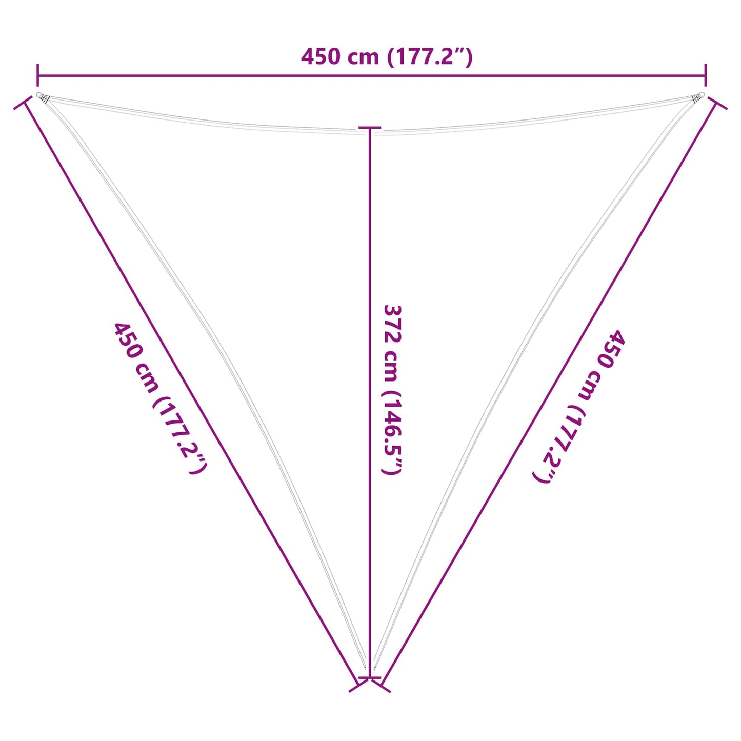 vidaXL Sun Shade Sail Light Grey and White 4.5 x 4.5 x 4.5 m