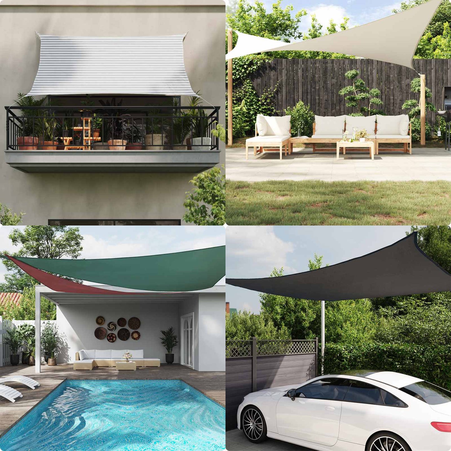 vidaXL Sun Shade Sail Light Grey and White 4 x 5 x 5 m