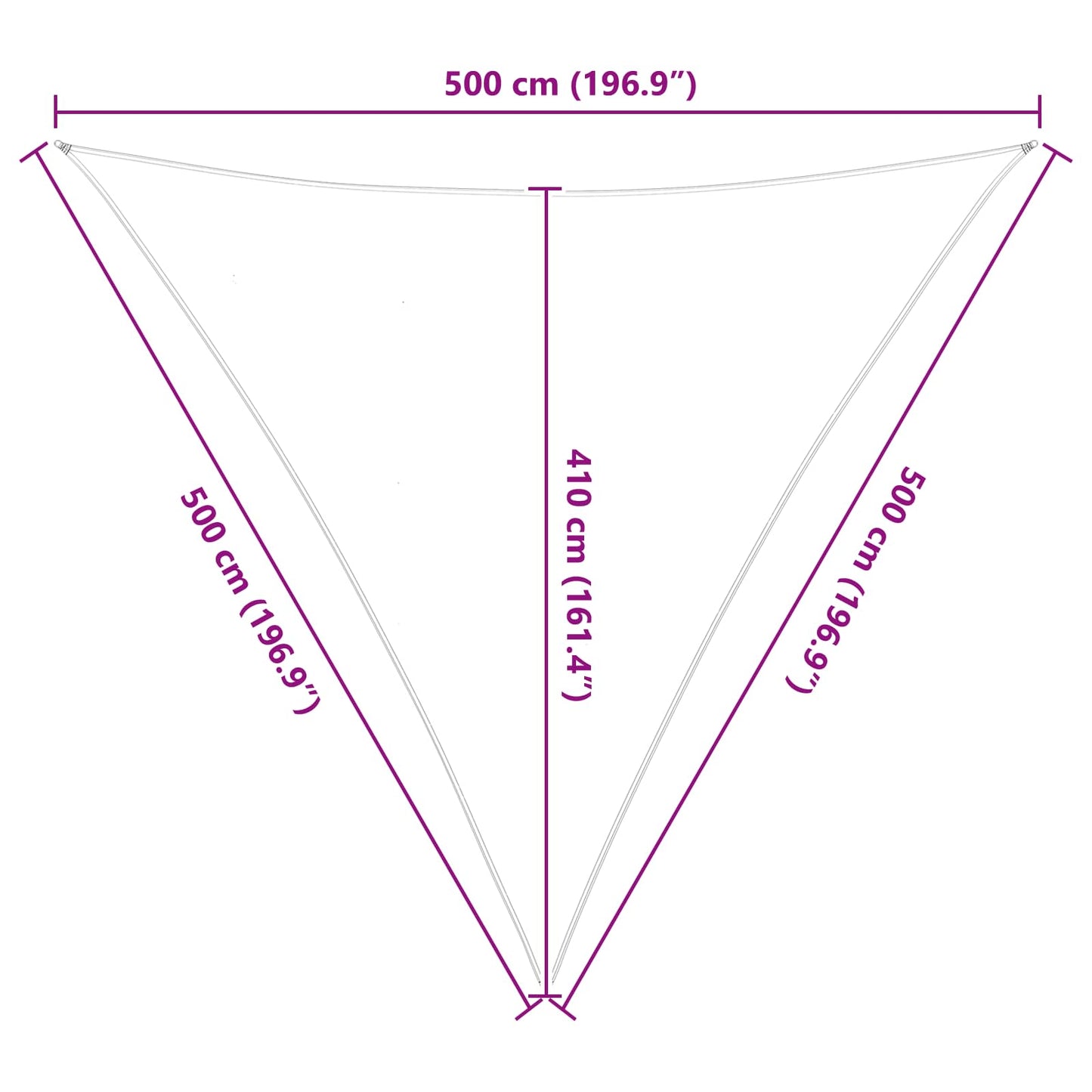 vidaXL Sun Shade Sail Light Grey and White 5 x 5 x 5 m