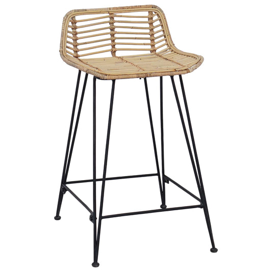 vidaXL Bar Stool 2 pcs Natural 44 x 45 x 76 cm Rattan and Steel