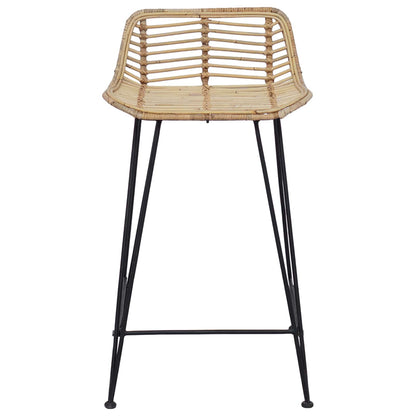 vidaXL Bar Stool 2 pcs Natural 44 x 45 x 76 cm Rattan and Steel