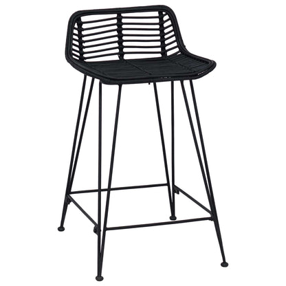 vidaXL Bar Stool 2 pcs Black 44 x 45 x 76 cm Rattan and Steel
