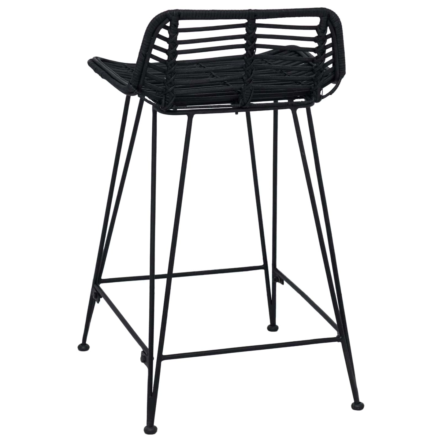 vidaXL Bar Stool 2 pcs Black 44 x 45 x 76 cm Rattan and Steel