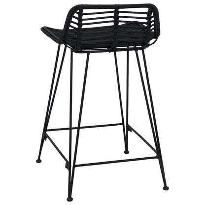 vidaXL Bar Stool 2 pcs Black 44 x 45 x 76 cm Rattan and Steel