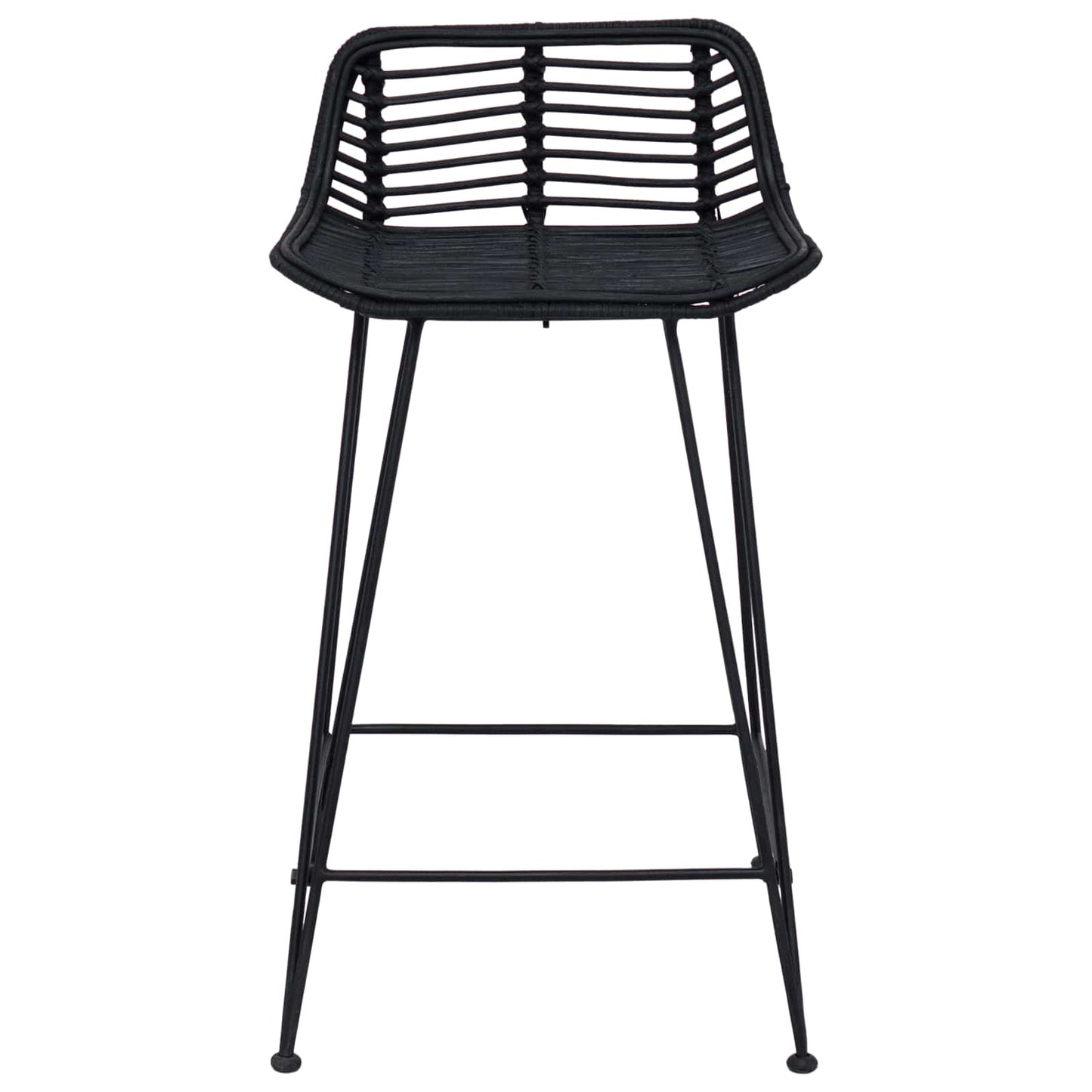 vidaXL Bar Stool 2 pcs Black 44 x 45 x 76 cm Rattan and Steel