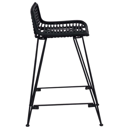 vidaXL Bar Stool 2 pcs Black 44 x 45 x 76 cm Rattan and Steel