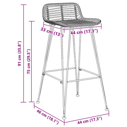 vidaXL Bar Chair 44 x 46 x 91 cm Rod Iron Dia, 10mm