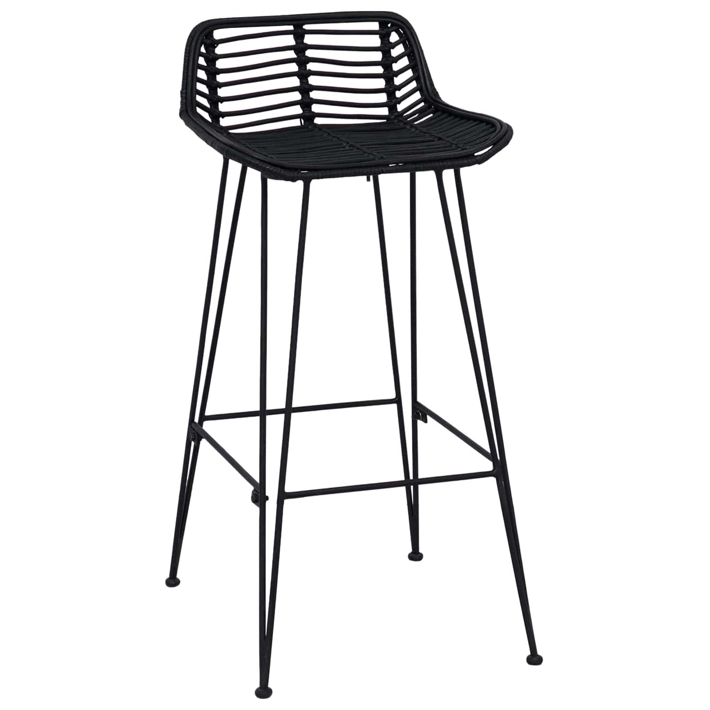 vidaXL Bar Stool 2 pcs Black 44 x 46 x 91 cm Rattan and Steel