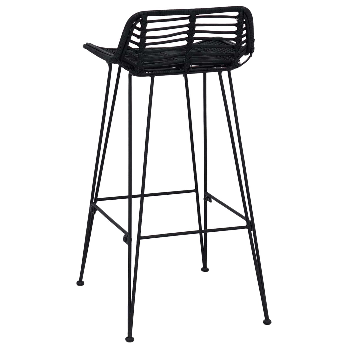 vidaXL Bar Stool 2 pcs Black 44 x 46 x 91 cm Rattan and Steel