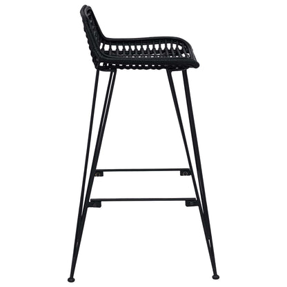 vidaXL Bar Stool 2 pcs Black 44 x 46 x 91 cm Rattan and Steel