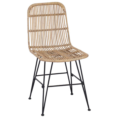 vidaXL Dinning Chair 2 pcs Natural 41 x 55 x 85 cm Rattan and Steel