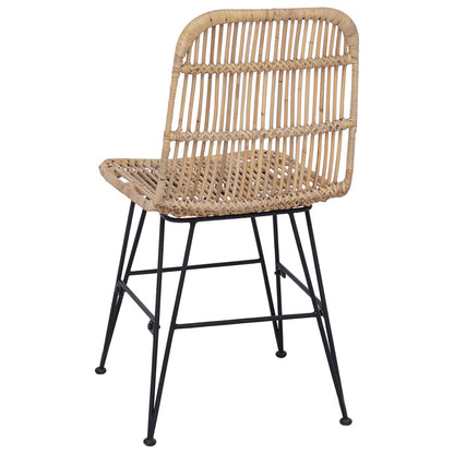 vidaXL Dinning Chair 2 pcs Natural 41 x 55 x 85 cm Rattan and Steel