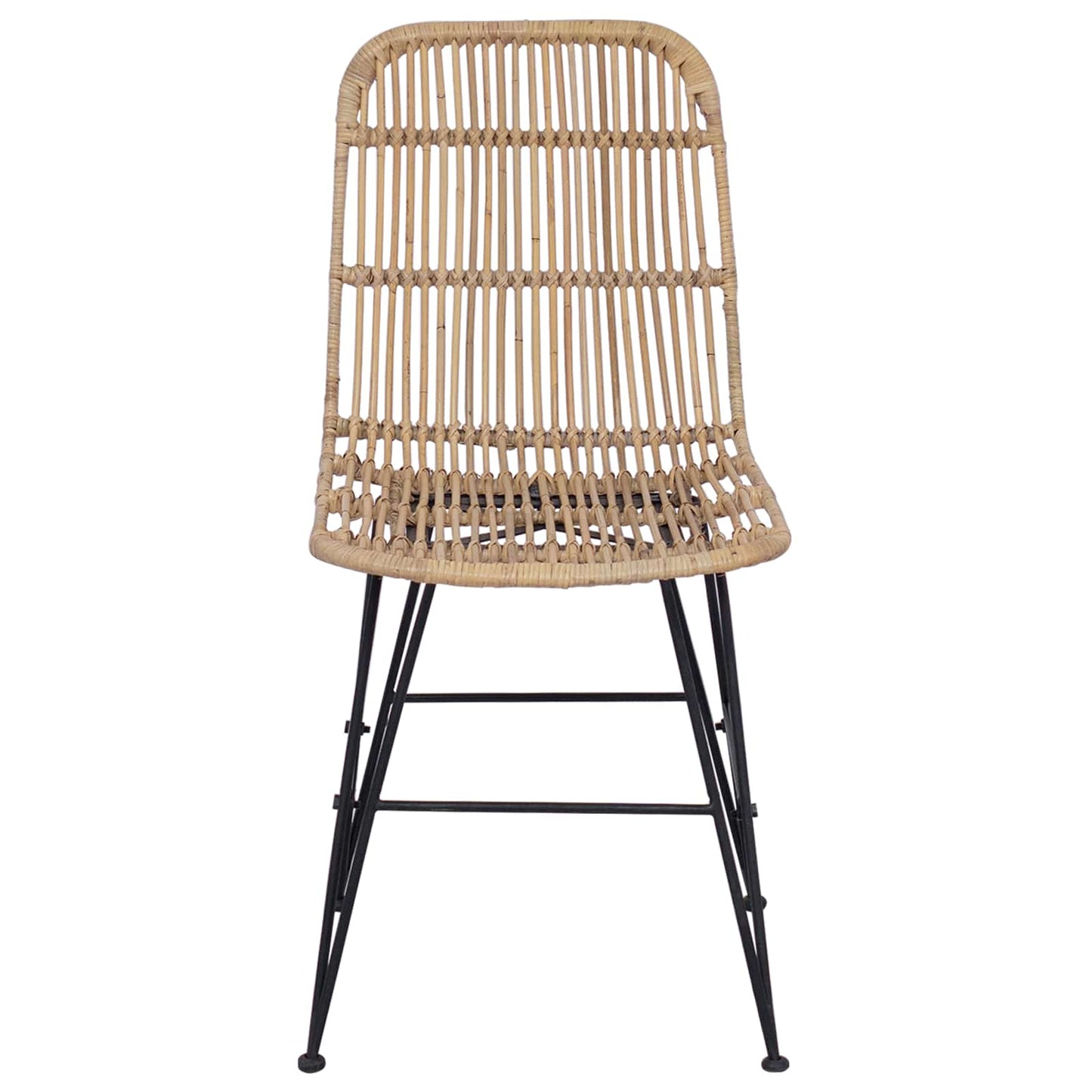 vidaXL Dinning Chair 2 pcs Natural 41 x 55 x 85 cm Rattan and Steel