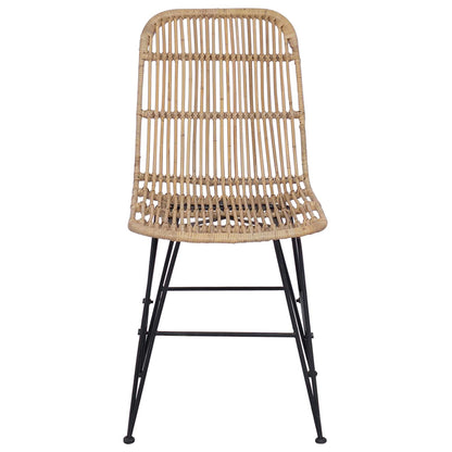 vidaXL Dinning Chair 2 pcs Natural 41 x 55 x 85 cm Rattan and Steel