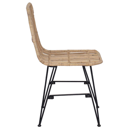 vidaXL Dinning Chair 2 pcs Natural 41 x 55 x 85 cm Rattan and Steel