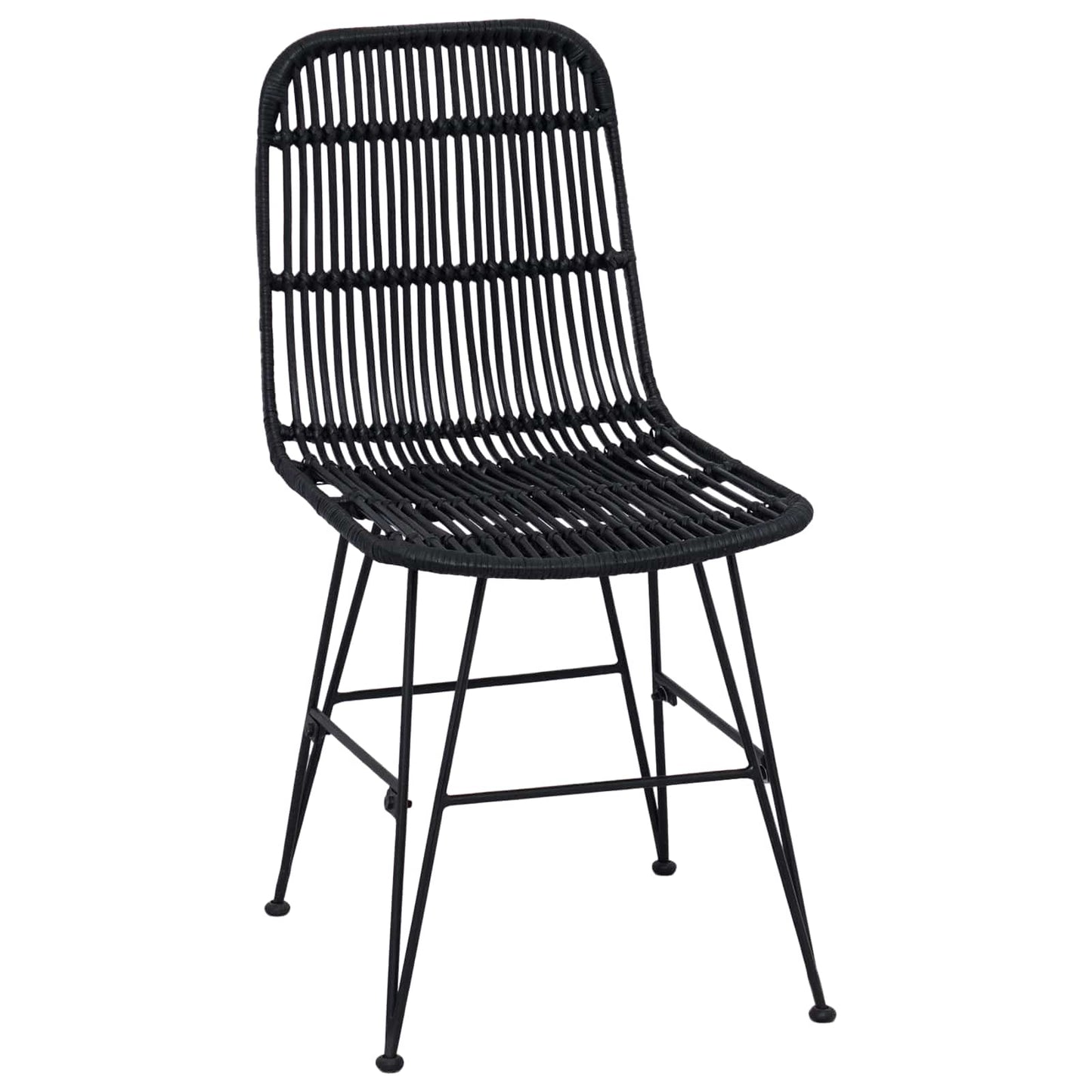 vidaXL Dinning Chair 2 pcs Black 41 x 55 x 85 cm Rattan and Steel