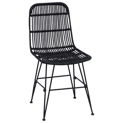 vidaXL Dinning Chair 2 pcs Black 41 x 55 x 85 cm Rattan and Steel